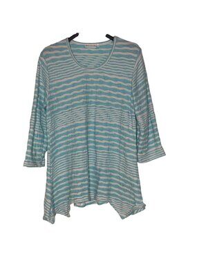 Lulu B Textured Crinkle Wavy Sun Protection Top Sz MED Resort Coverup Tunic
